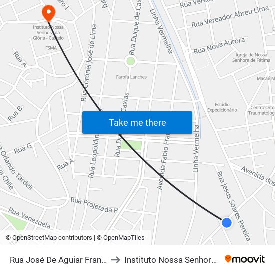 Rua José De Aguiar Franco Próximo Ao 179 to Instituto Nossa Senhora Da Glória - Castelo map