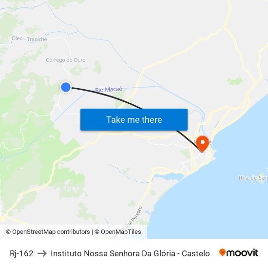 Rj-162 to Instituto Nossa Senhora Da Glória - Castelo map