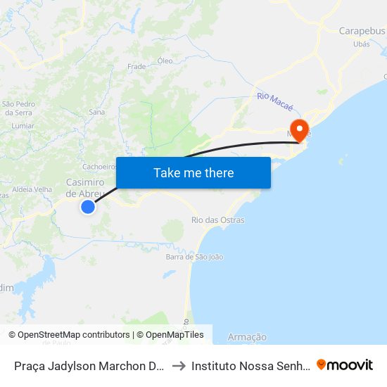 Praça Jadylson Marchon De Araújo - Mataruna (Ônibus) to Instituto Nossa Senhora Da Glória - Castelo map
