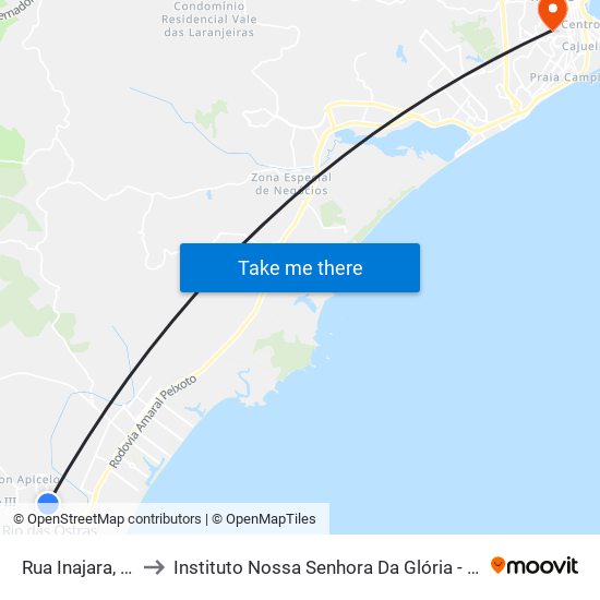 Rua Inajara, 150 to Instituto Nossa Senhora Da Glória - Castelo map