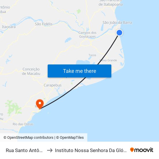 Rua Santo Antônio, 496 to Instituto Nossa Senhora Da Glória - Castelo map