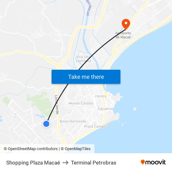 Shopping Plaza Macaé to Terminal Petrobras map