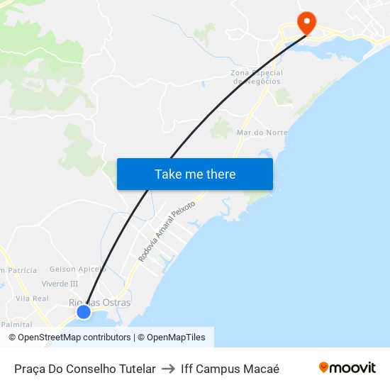 Praça Do Conselho Tutelar to Iff Campus Macaé map