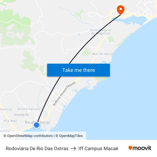 Rodoviária De Rio Das Ostras to Iff Campus Macaé map