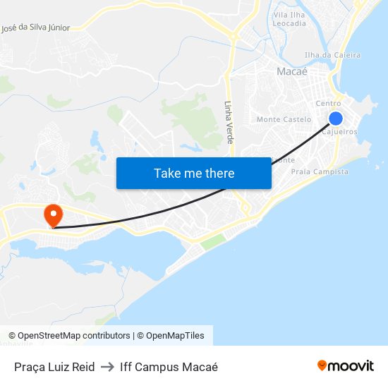 Praça Luiz Reid to Iff Campus Macaé map