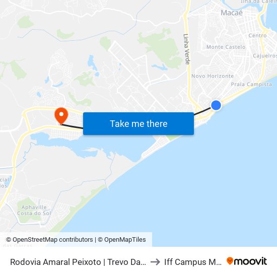 Rodovia Amaral Peixoto | Trevo Da Cancela to Iff Campus Macaé map