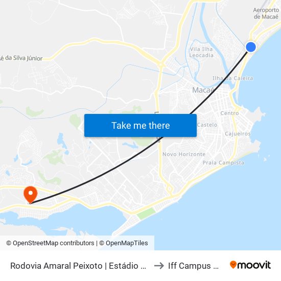 Rodovia Amaral Peixoto | Estádio Moacyrzão to Iff Campus Macaé map