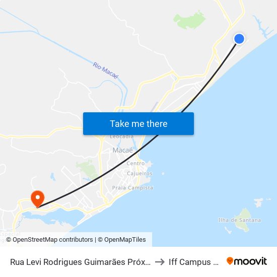 Rua Levi Rodrigues Guimarães Próximo Ao 1976 to Iff Campus Macaé map