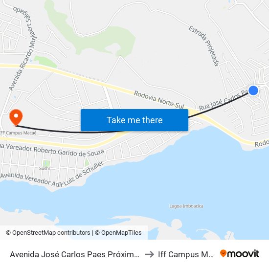 Avenida José Carlos Paes Próximo Ao 55 to Iff Campus Macaé map