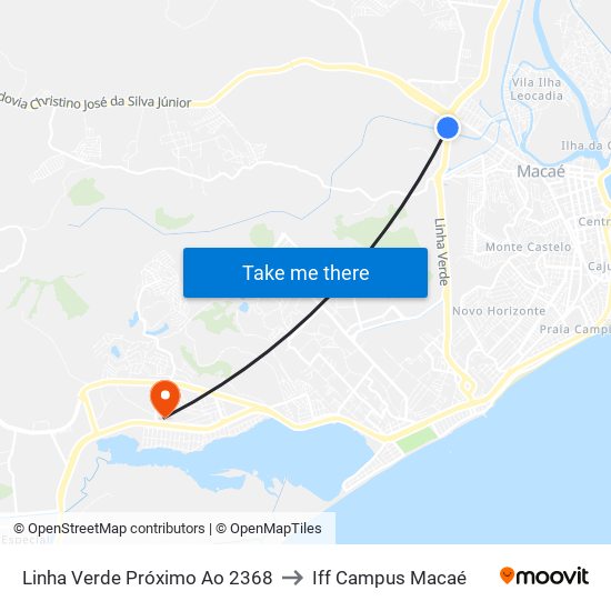 Linha Verde Próximo Ao 2368 to Iff Campus Macaé map