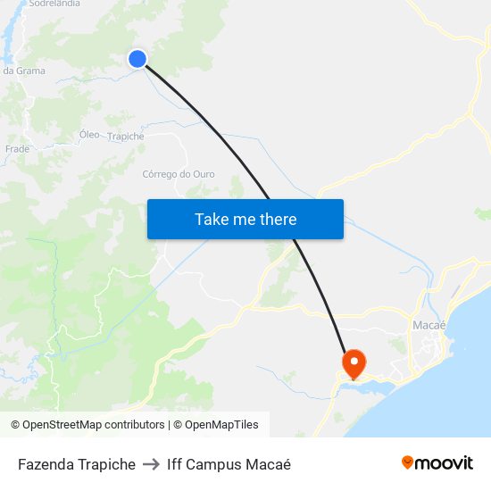 Fazenda Trapiche to Iff Campus Macaé map