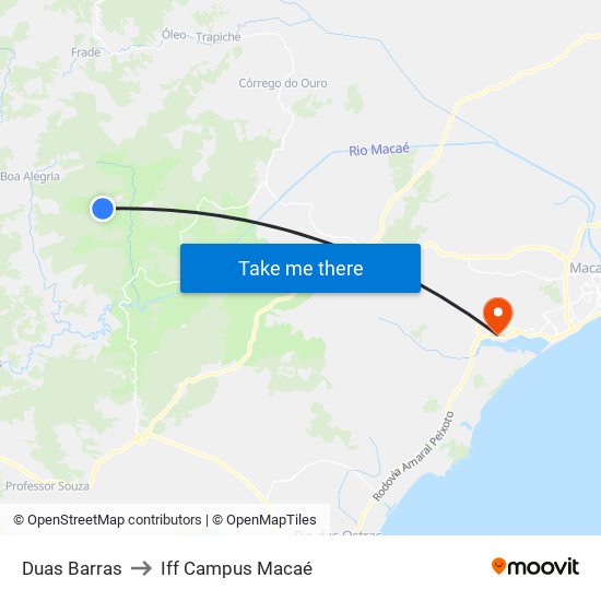 Duas Barras to Iff Campus Macaé map