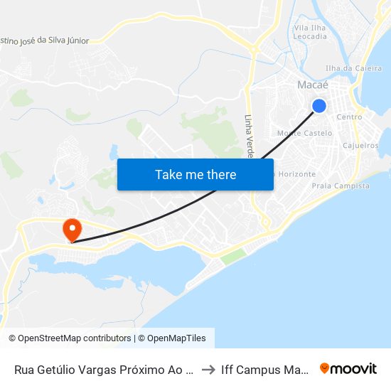 Rua Getúlio Vargas Próximo Ao 457 to Iff Campus Macaé map