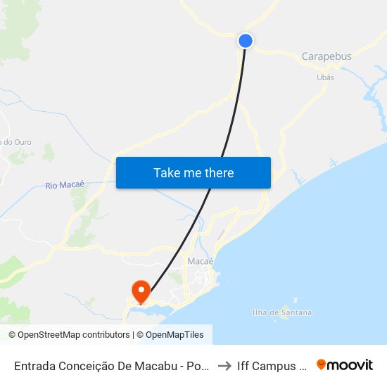 Entrada Conceição De Macabu - Posto Andorinha to Iff Campus Macaé map