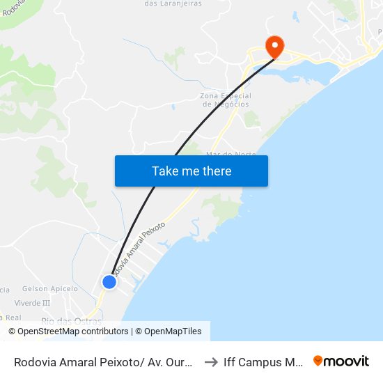 Rodovia Amaral Peixoto/ Av. Ouro Verde to Iff Campus Macaé map