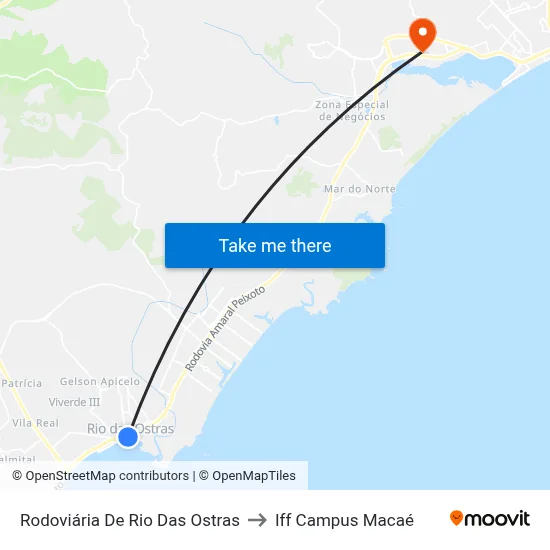 Rodoviária De Rio Das Ostras to Iff Campus Macaé map