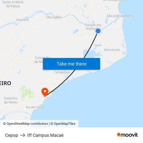 Cepop to Iff Campus Macaé map