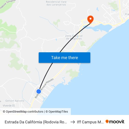 Estrada Da Califórnia (Rodovia Ros-005), 68 to Iff Campus Macaé map