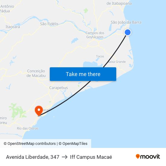 Avenida Liberdade, 347 to Iff Campus Macaé map