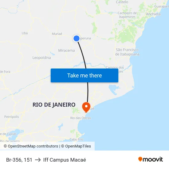 Br-356, 151 to Iff Campus Macaé map