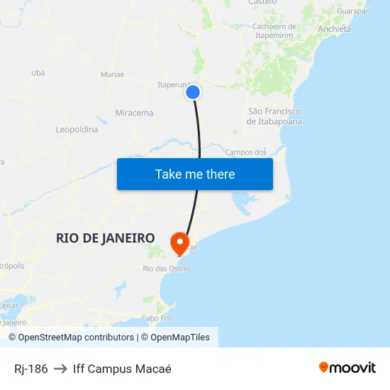 Rj-186 to Iff Campus Macaé map