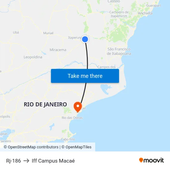 Rj-186 to Iff Campus Macaé map