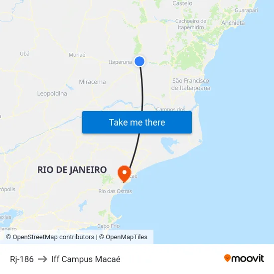 Rj-186 to Iff Campus Macaé map