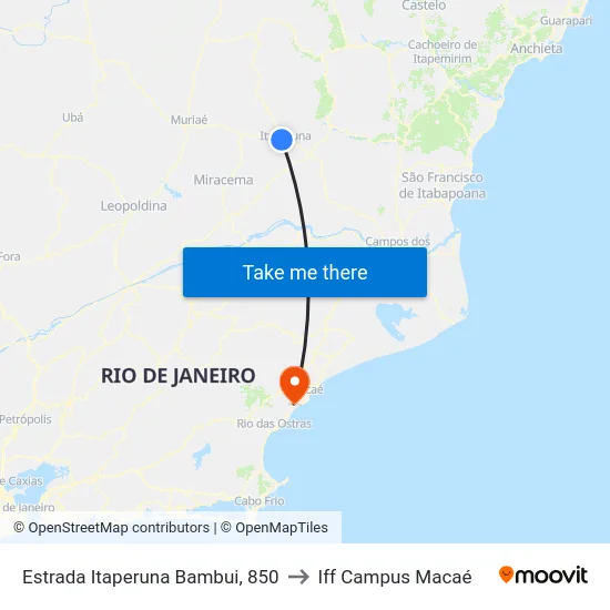 Estrada Itaperuna Bambui, 850 to Iff Campus Macaé map