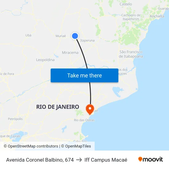 Avenida Coronel Balbino, 674 to Iff Campus Macaé map