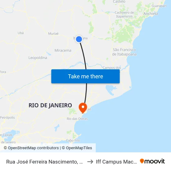 Rua José Ferreira Nascimento, 280 to Iff Campus Macaé map