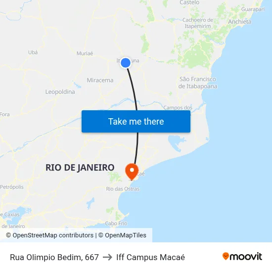 Rua Olimpio Bedim, 667 to Iff Campus Macaé map