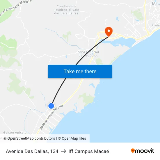 Avenida Das Dalias, 134 to Iff Campus Macaé map