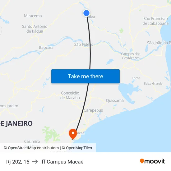 Rj-202, 15 to Iff Campus Macaé map
