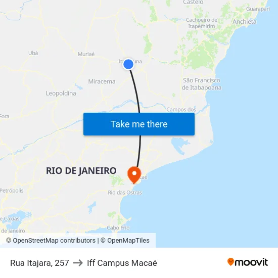 Rua Itajara, 257 to Iff Campus Macaé map
