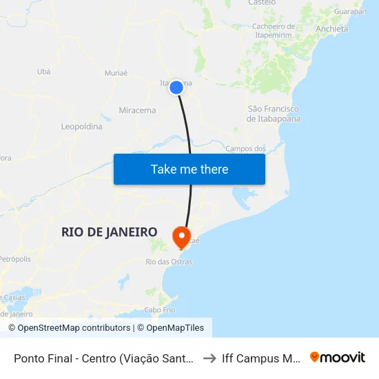 Ponto Final - Centro (Viação Santa Lúcia) to Iff Campus Macaé map