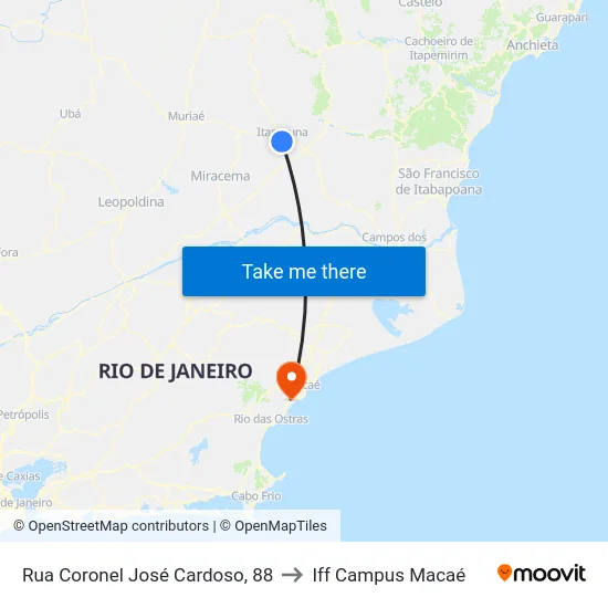 Rua Coronel José Cardoso, 88 to Iff Campus Macaé map
