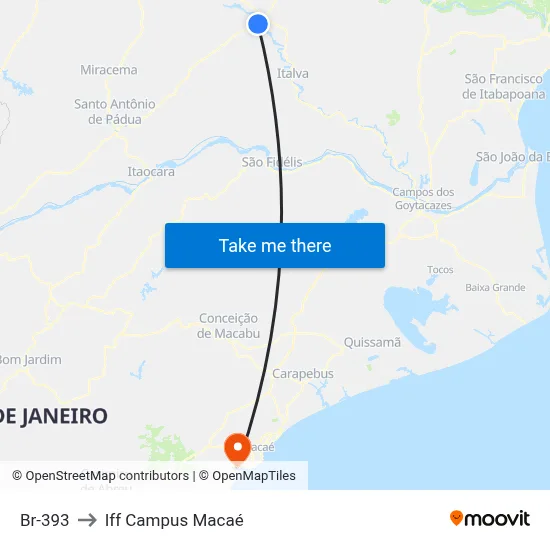 Br-393 to Iff Campus Macaé map