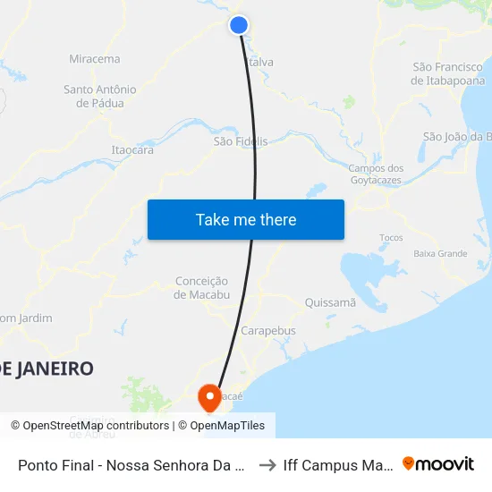 Ponto Final - Nossa Senhora Da Penha to Iff Campus Macaé map