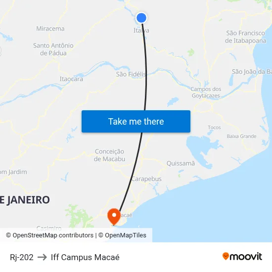 Rj-202 to Iff Campus Macaé map