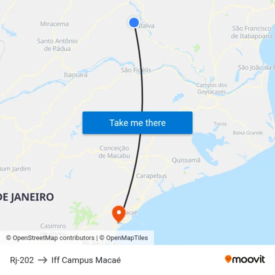 Rj-202 to Iff Campus Macaé map