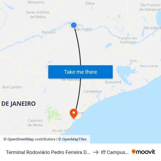 Terminal Rodoviário Pedro Ferreira De Oliveira (Pureza) to Iff Campus Macaé map