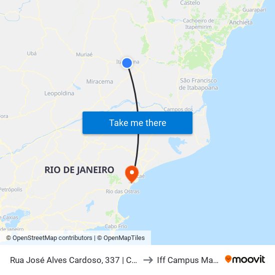 Rua José Alves Cardoso, 337 | Cehab to Iff Campus Macaé map