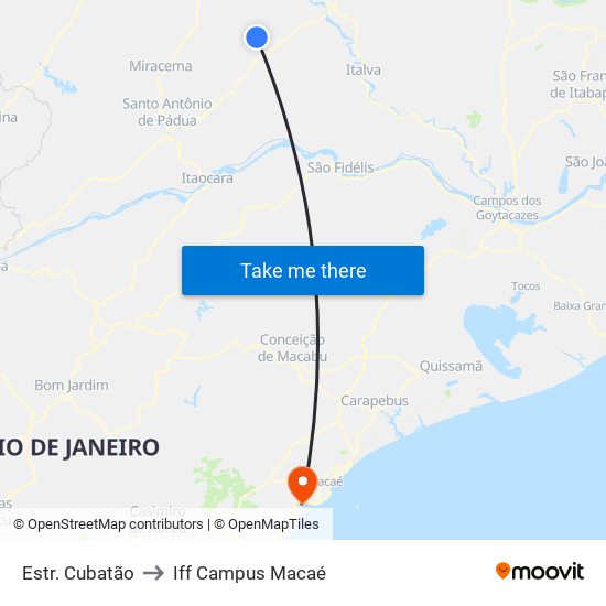 Estr. Cubatão to Iff Campus Macaé map