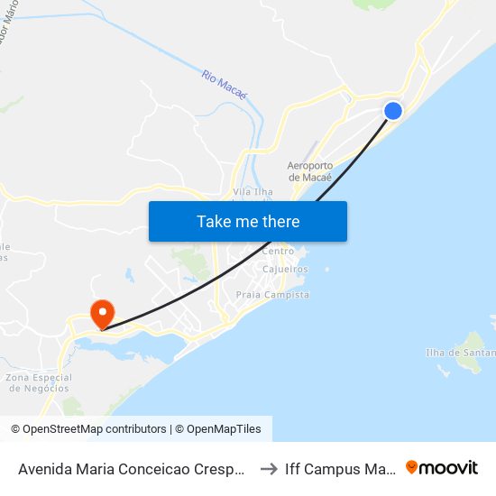 Avenida Maria Conceicao Crespo, 281 to Iff Campus Macaé map