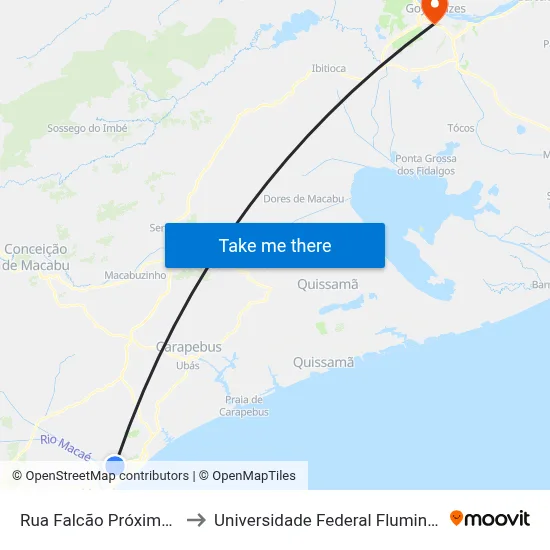 Rua Falcão Próximo Ao 19 to Universidade Federal Fluminense - Uff map