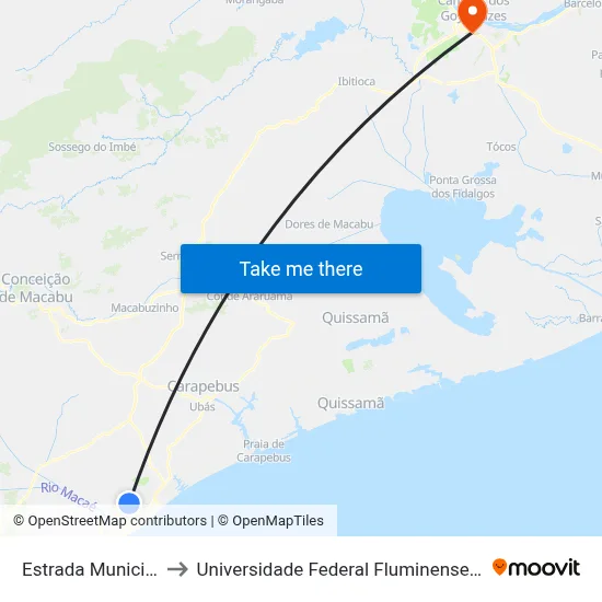 Estrada Municipal to Universidade Federal Fluminense - Uff map