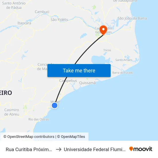 Rua Curitiba Próximo Ao 191 to Universidade Federal Fluminense - Uff map