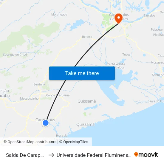 Saída De Carapebus to Universidade Federal Fluminense - Uff map