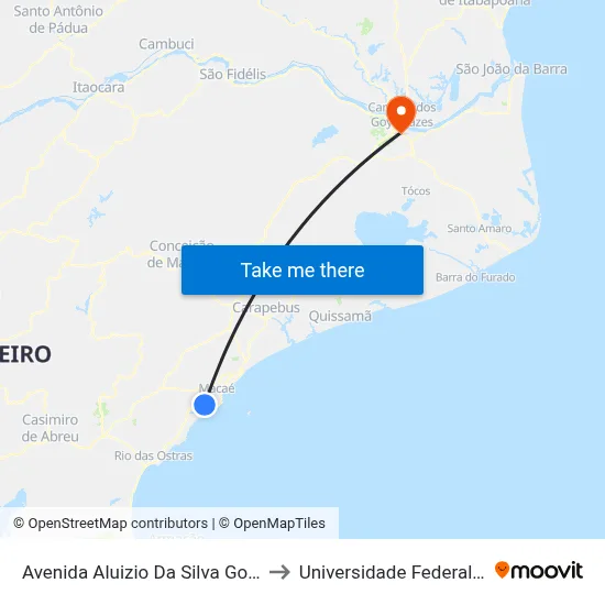 Avenida Aluizio Da Silva Gomes Próximo Ao 123 to Universidade Federal Fluminense - Uff map