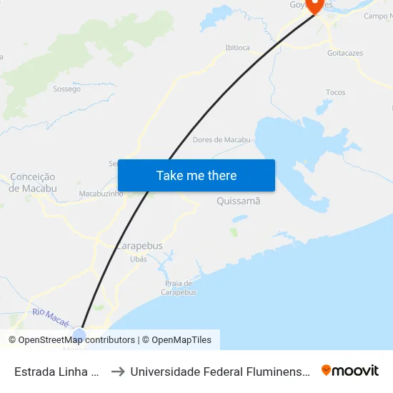Estrada Linha Azul to Universidade Federal Fluminense - Uff map